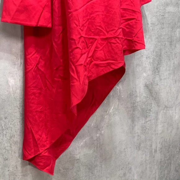 St. John Red Poppy Silk CDC Asymmetrical Hem 3/4 - Picture 9 of 13